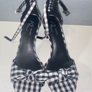 A2 By Aerosoles Black and White Gingham Heels